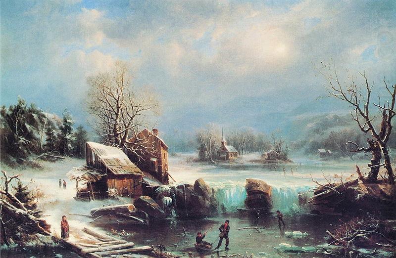 Regis-Francois Gignoux Mid-Winter Moonlight china oil painting image